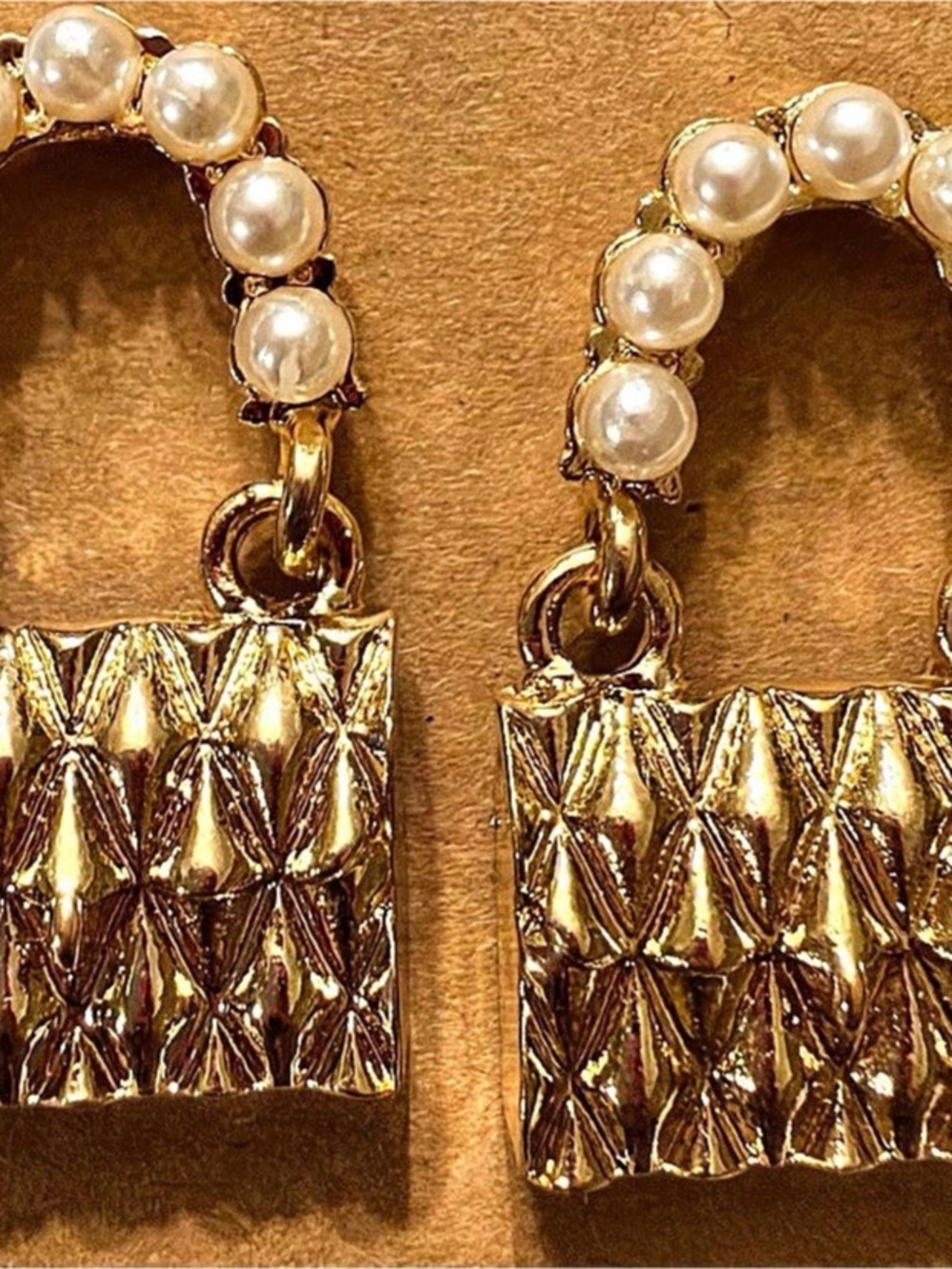 Gold-Tone Pearl Drop Earrings Like New